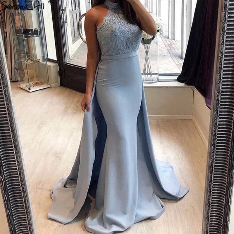 Evening dress with high-low hem-Mermaid Sexy Evening Dresses Sequined Beading Fashion Off Shoulder Evening Gowns LA6468