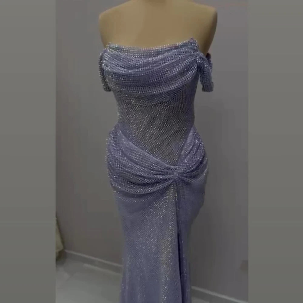 Silver evening dress-Serene Hill Customized Elegant Purple Evening Dresses Gowns with Sleeveless Tulle for Formal Occasion 2024 LA72790