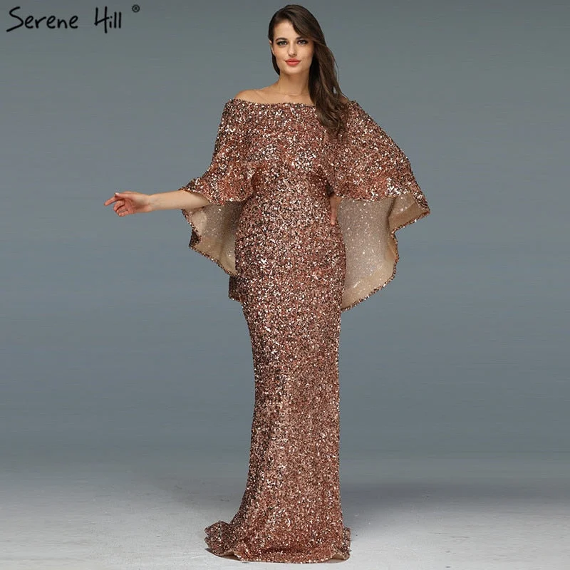 Two-piece evening dress-Serene Hill Gold Shawl Luxury Mermaid Dresses Sparkle Evening Gowns LA60919 Evening Dresses  Long  dresses  For Women Party