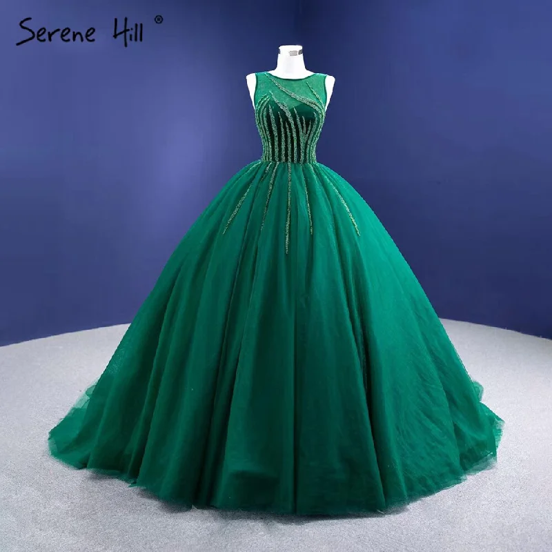 Evening dress for winter-Serene Hill Green A-Line High-end Evening Dresses Gowns 2024 Sleeveless Beaded Sexy For Women Party HM67237