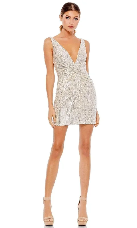 Cocktail dress with crisscross back-Ieena Duggal - 26496 Fitted Sequin Cocktail Dress