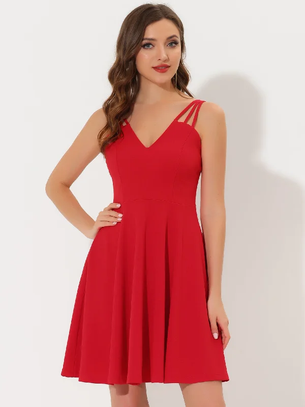 Cocktail dress with scalloped edges-Homecoming Sexy Backless Sleeveless Party Cocktail Dress Sundress