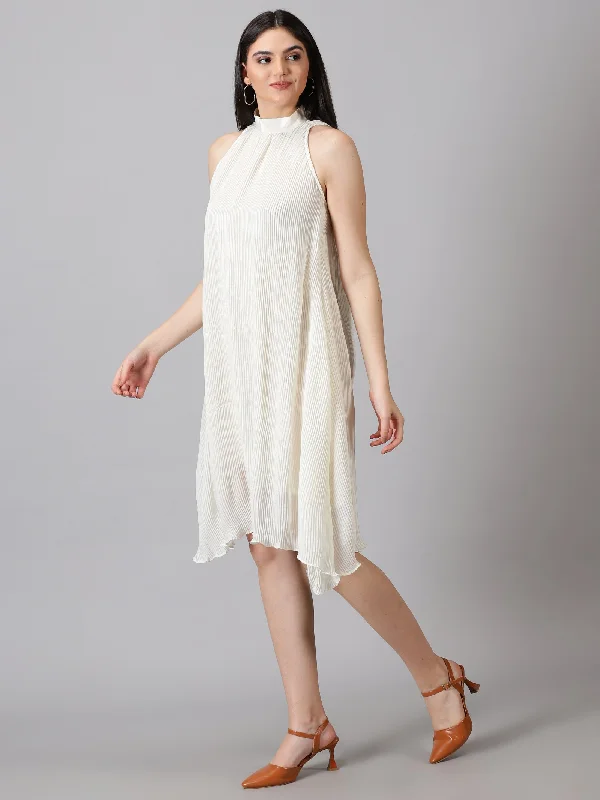 Cocktail dress with V-neckline-Cocktail Chinon Dress