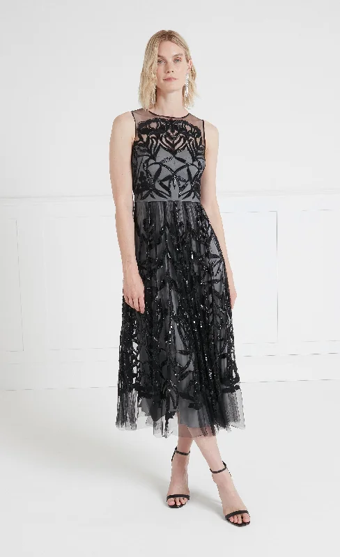 Cocktail dress with tassels-Inez Cocktail Dress - Black