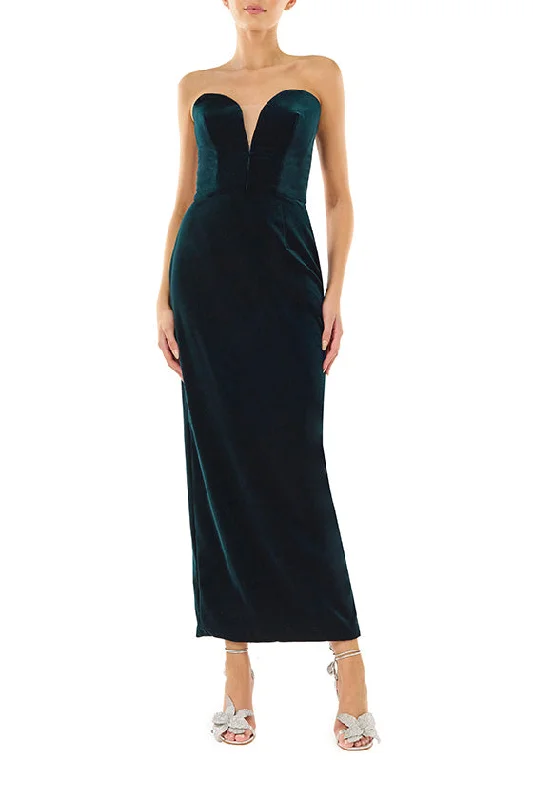 Cocktail dress with statement sleeves-Strapless Velvet Cocktail Dress